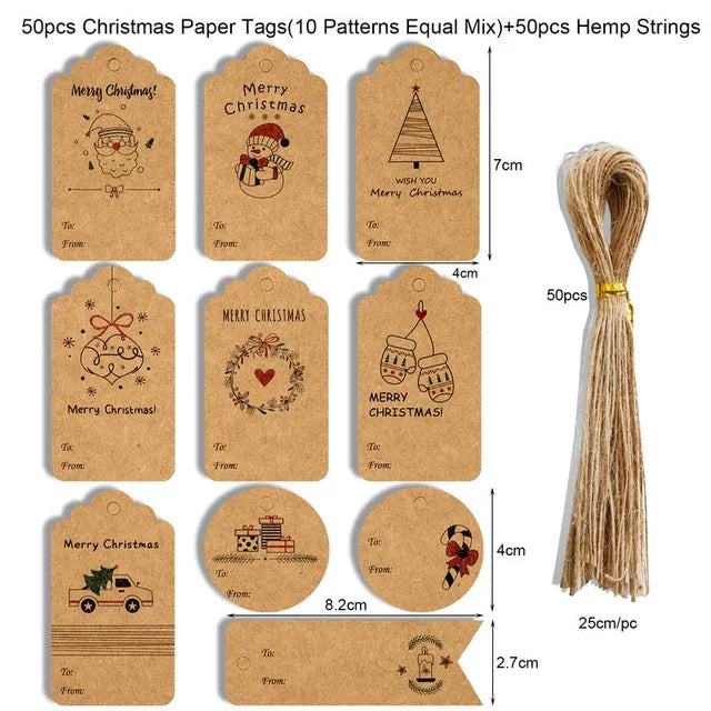 Merry Christmas Kraft Paper Tags