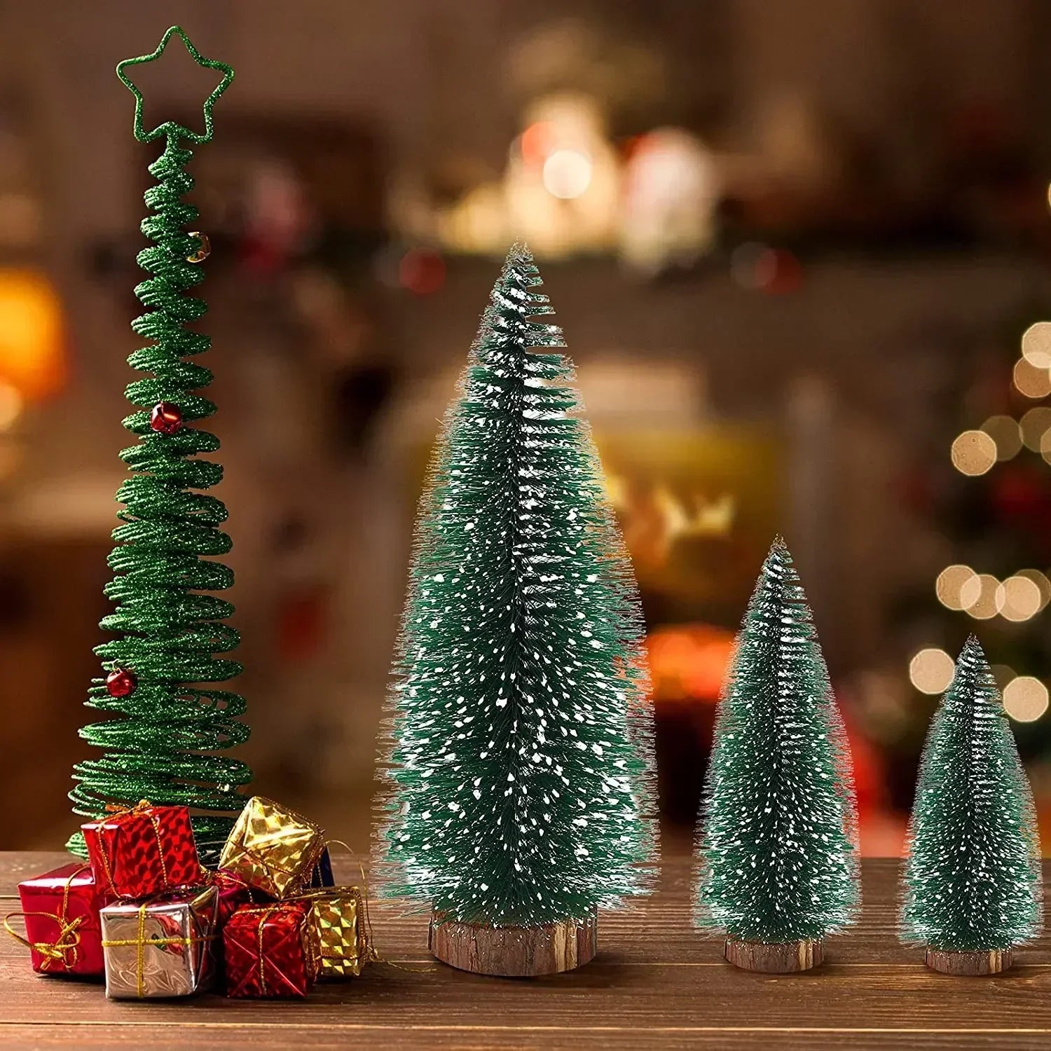 5PCS Mini Christmas Trees with Led String Lights