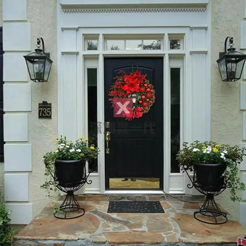 Christmas Wreath with Lamp Bow Ball