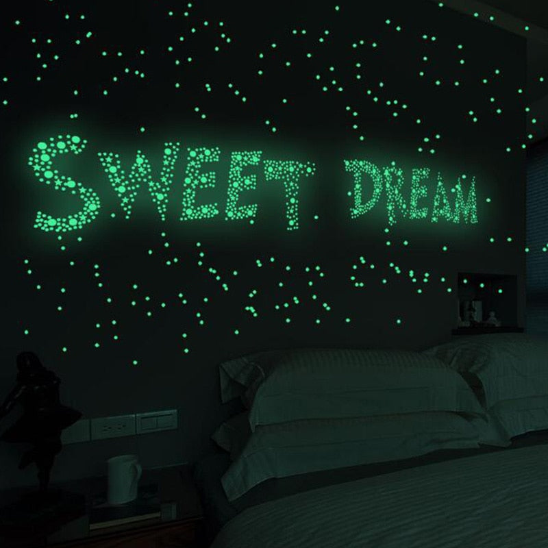 Fluorescent Luminous 3D Stars Dots Wall Sticker Home Decoration