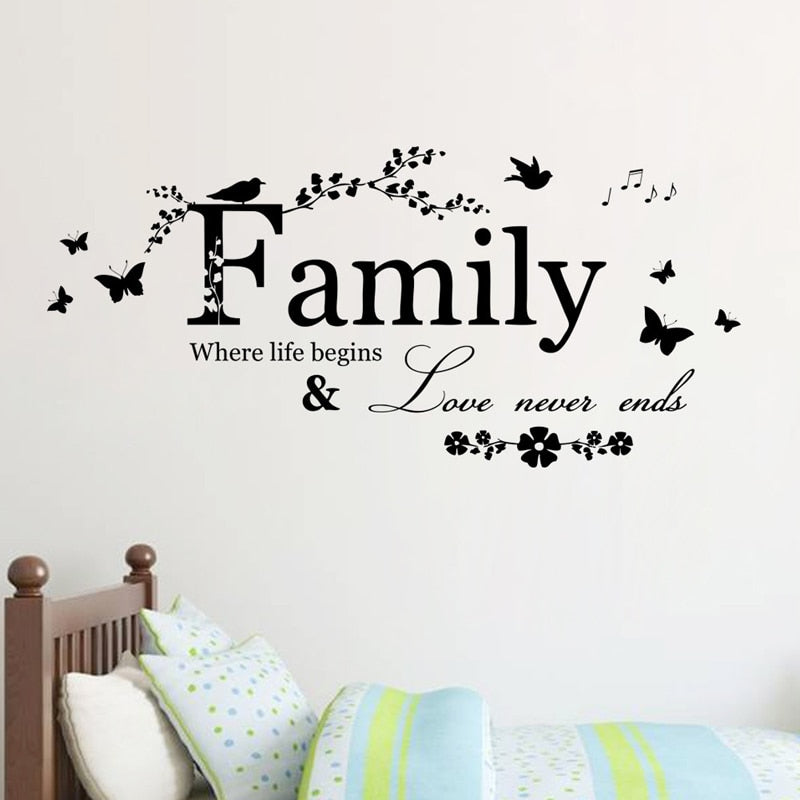 Family Love Never Ends Quote Vinyl Wall Sticker Art - Catchy Goods® 