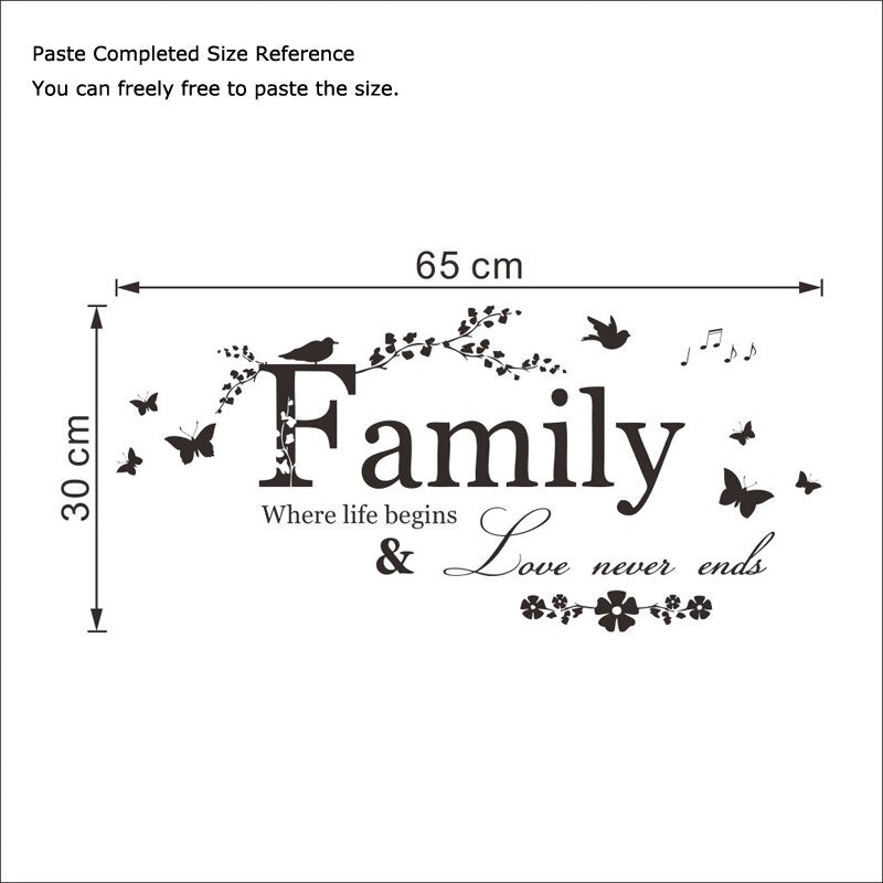 Family Love Never Ends Quote Vinyl Wall Sticker Art - Catchy Goods® 