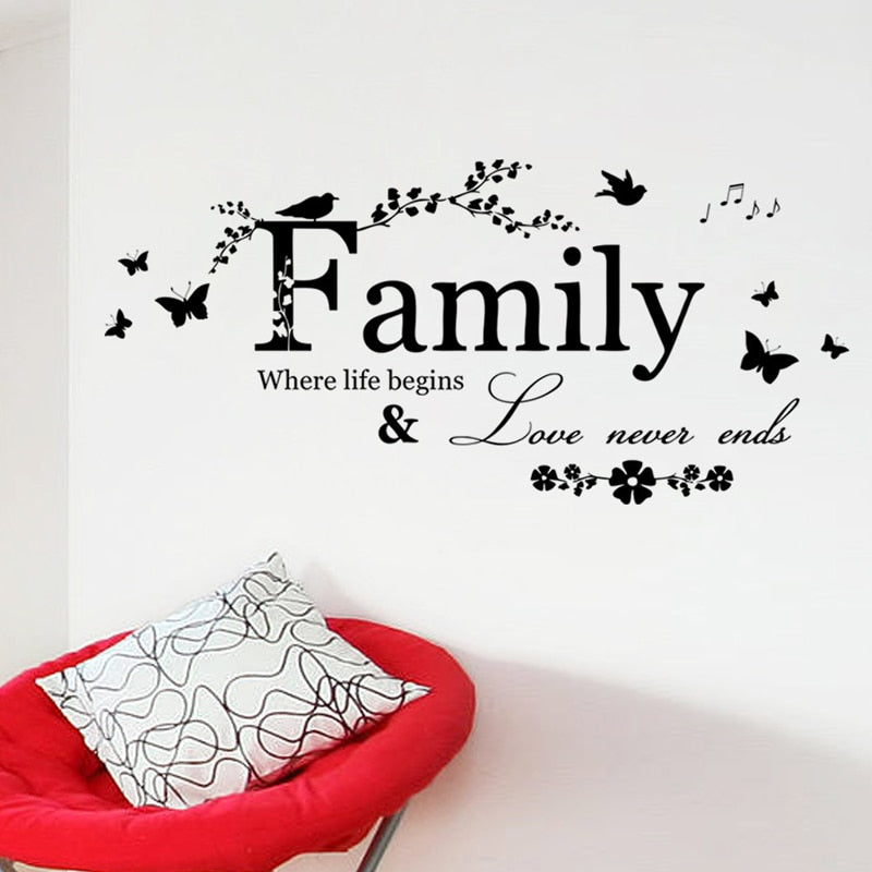 Family Love Never Ends Quote Vinyl Wall Sticker Art - Catchy Goods® 