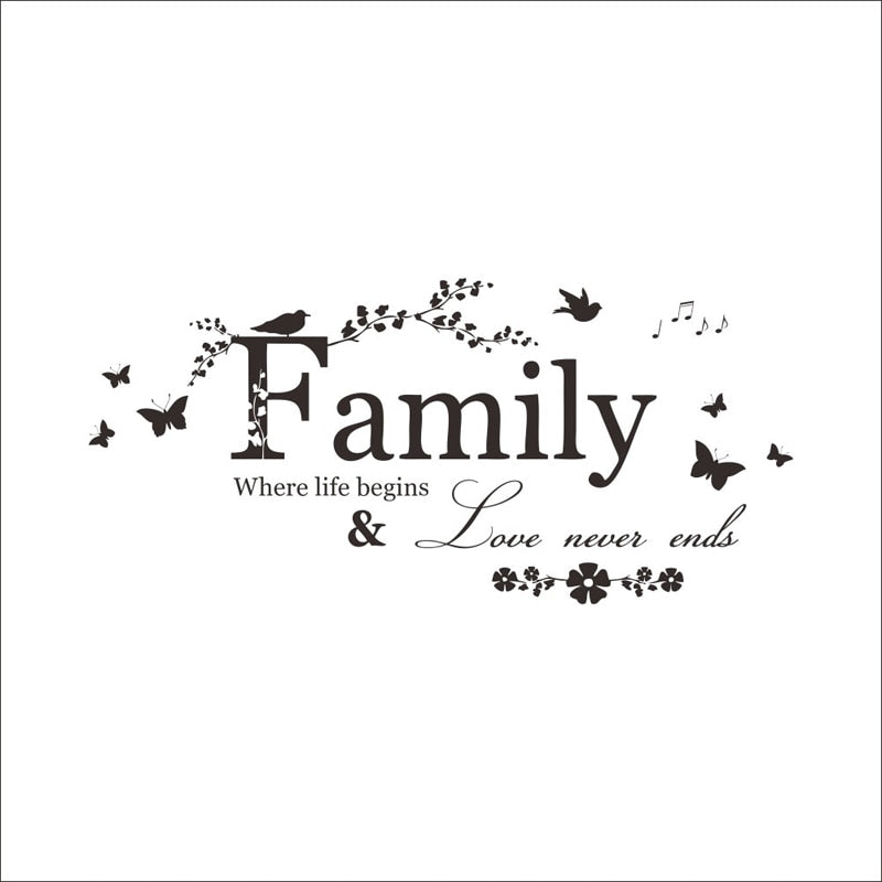 Family Love Never Ends Quote Vinyl Wall Sticker Art - Catchy Goods® 