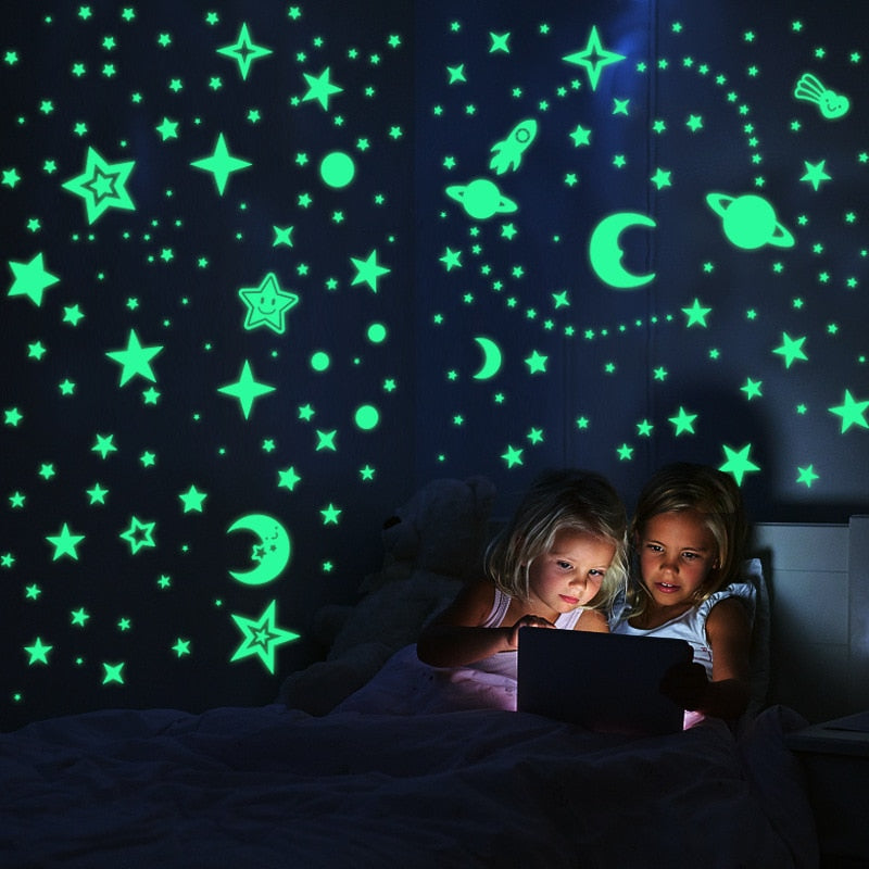 Fluorescent Luminous 3D Stars Dots Wall Sticker Home Decoration