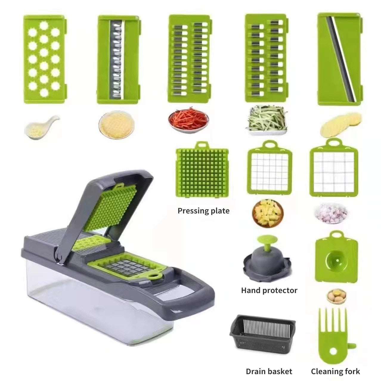 Multifunctional Vegetable Slicer Cutter Shredders With Basket