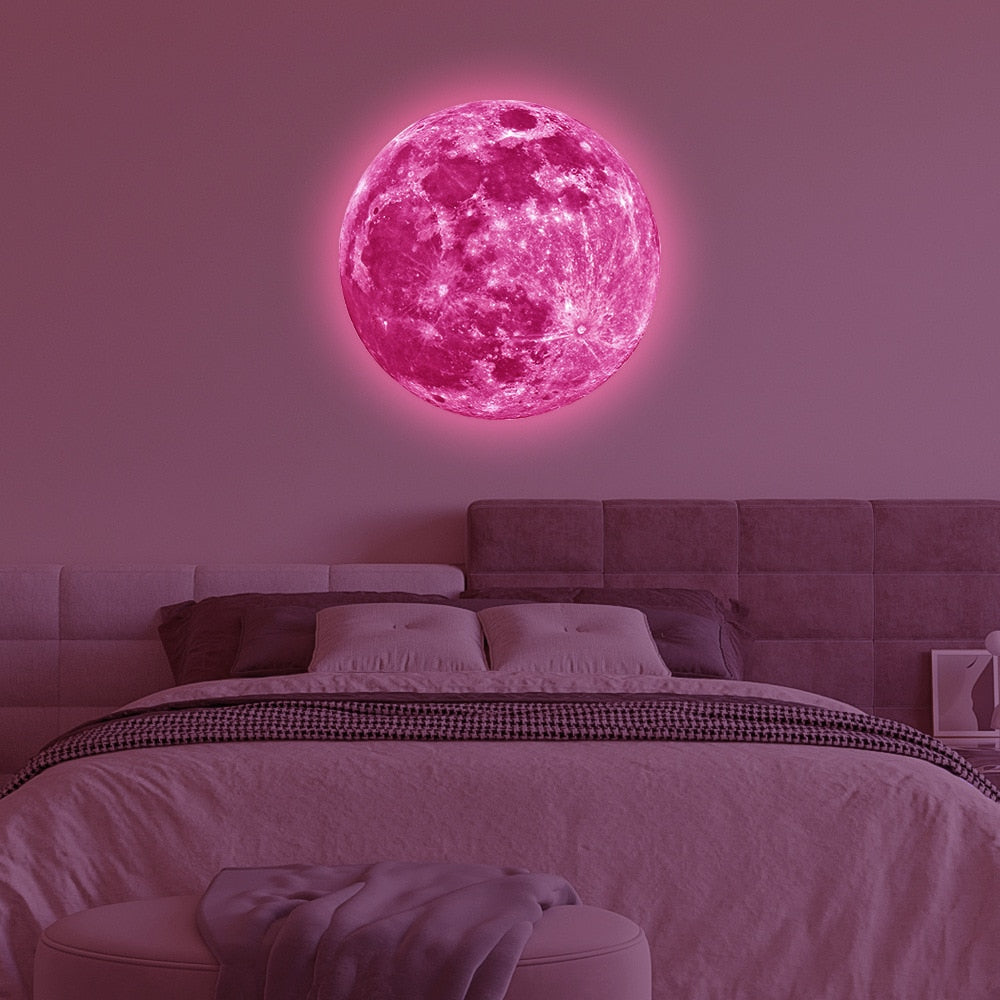 Aesthetic 3D Luminous Glowing Moon Wall Sticker