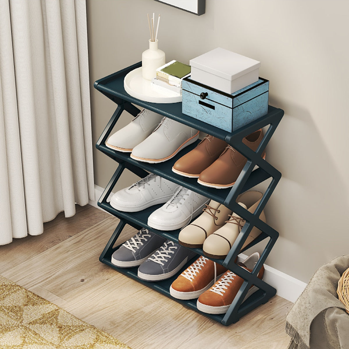 Steel Assembly X-Shaped Shoe Rack for Home