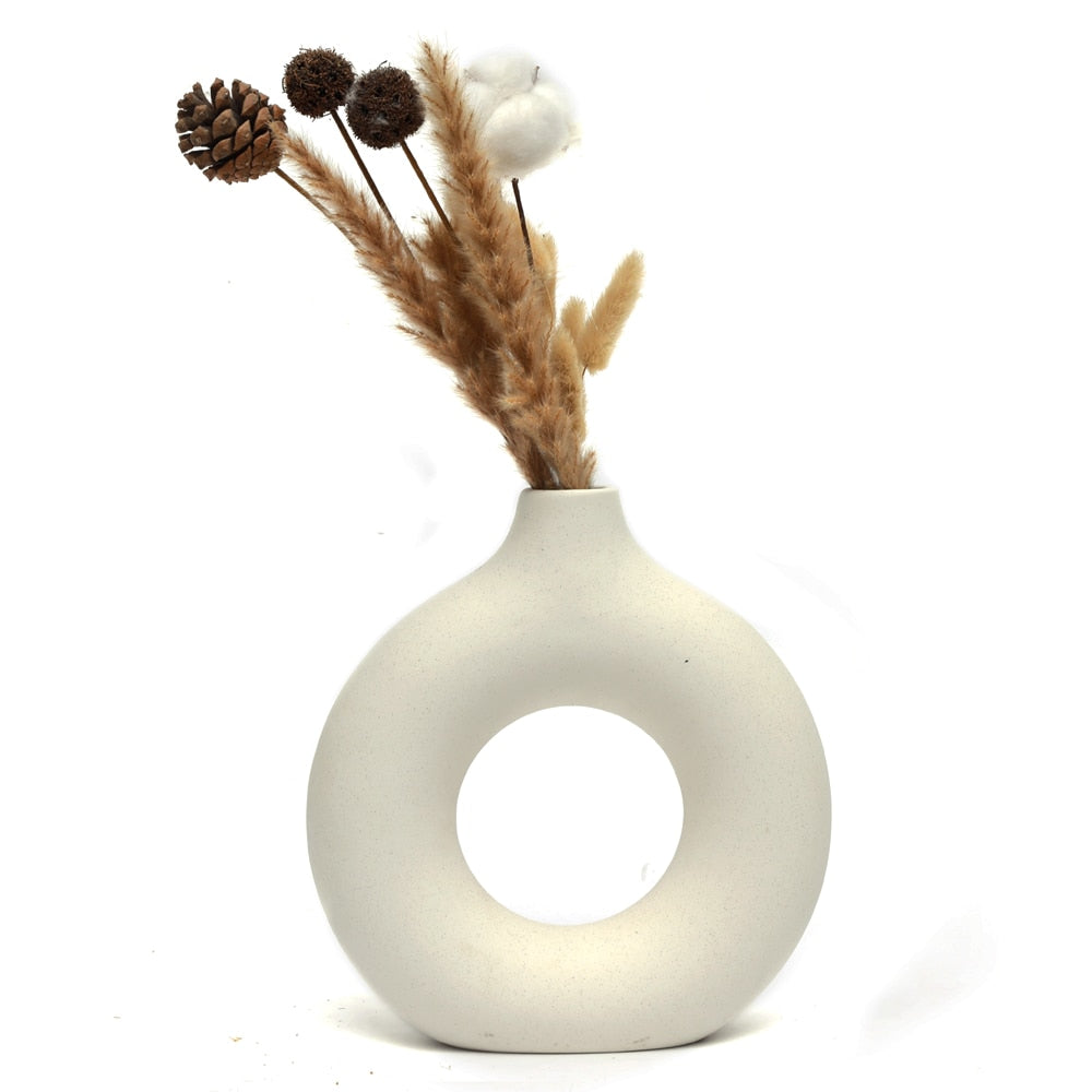 Nordic Hollow Ceramic Donuts Flower Pot For Office Desktop Decor - Catchy Goods® 