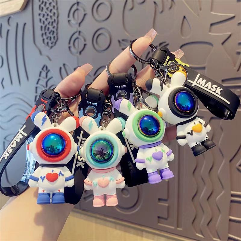 Cute Astronaut Bear Lightning Keychain