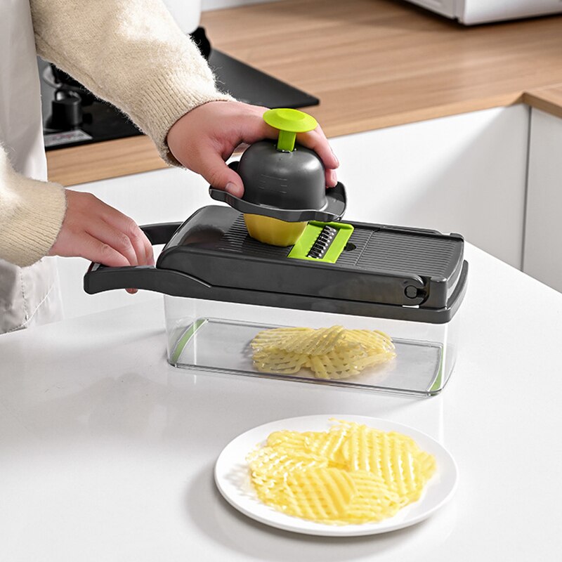 Multifunctional Vegetable Slicer Cutter Shredders With Basket