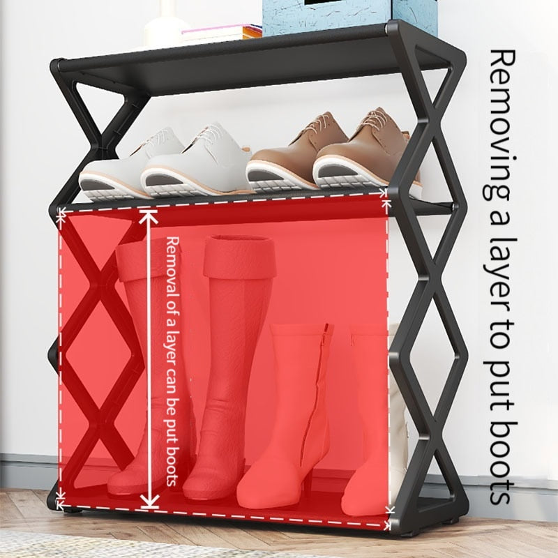 Steel Assembly X-Shaped Shoe Rack for Home