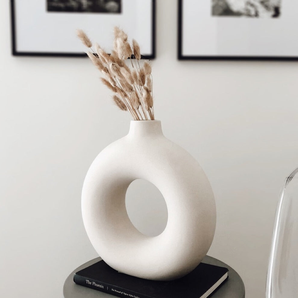 Nordic Hollow Ceramic Donuts Flower Pot For Office Desktop Decor - Catchy Goods® 