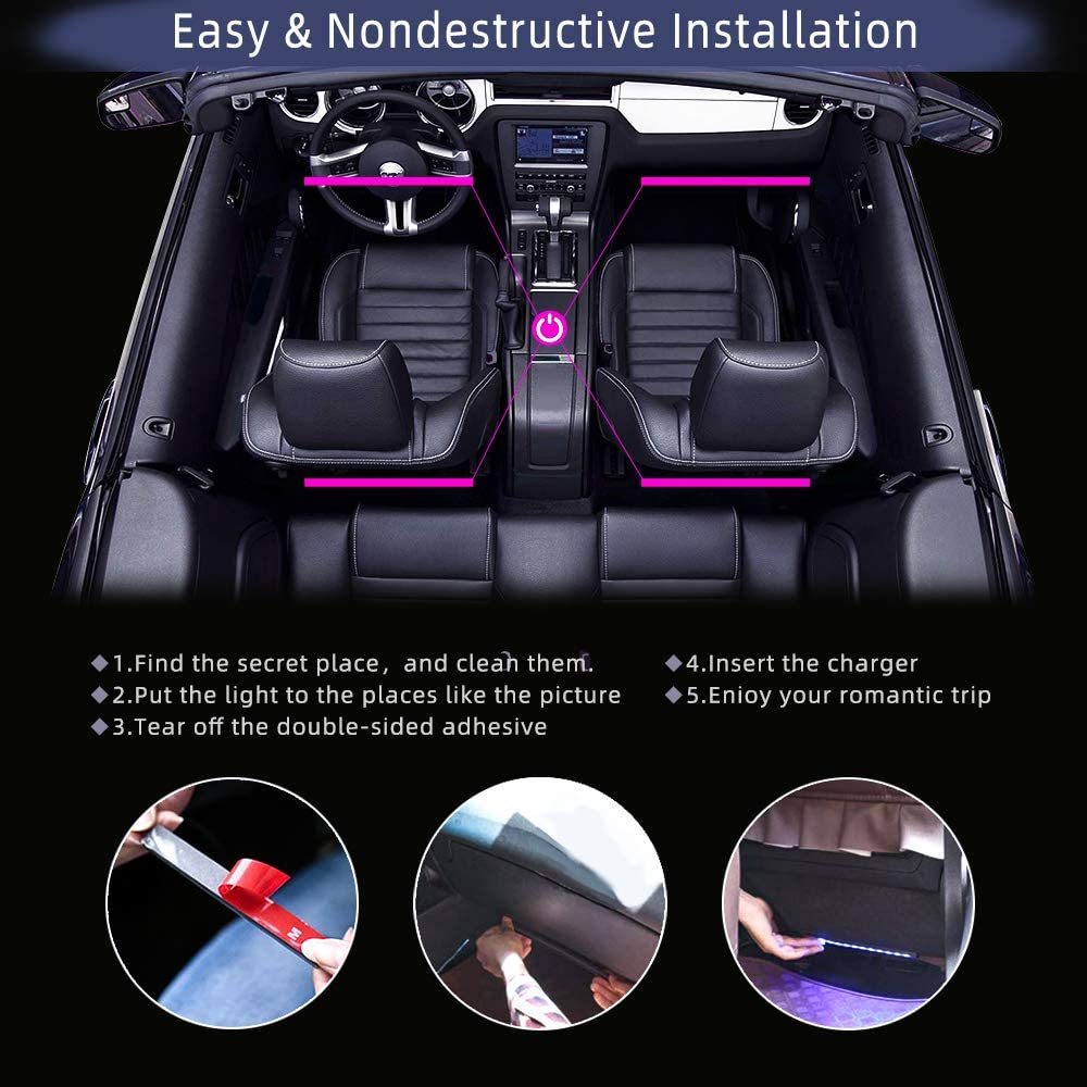 RGB Neon LED Car Interior Music Control Strip Light